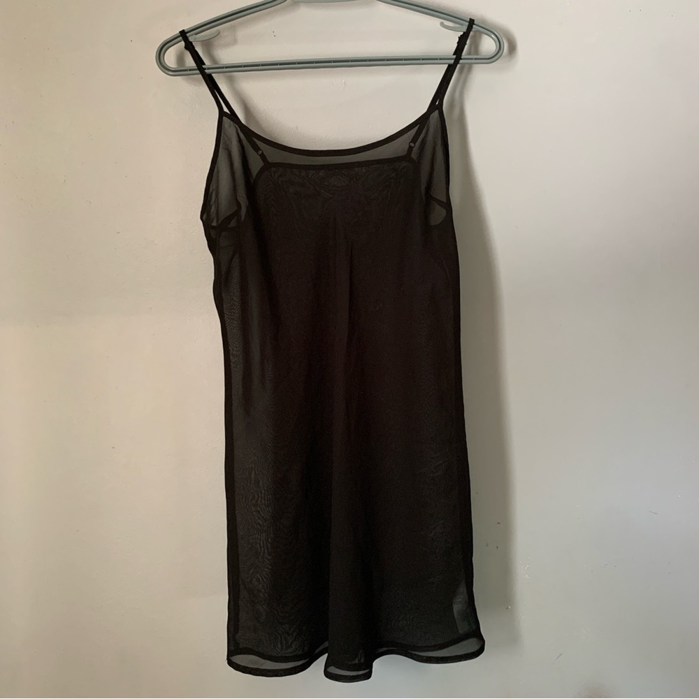 Forever 21 Black Sheer Slip Dress Mesh Mini Layering Goth Y2K Size S